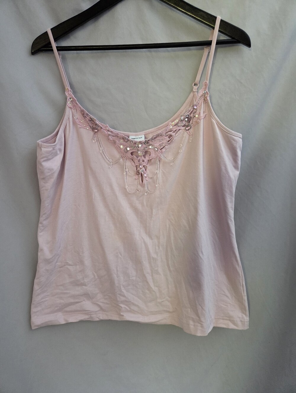 Together Pink Beaded Lace-Trim Spaghetti Strap Camisole